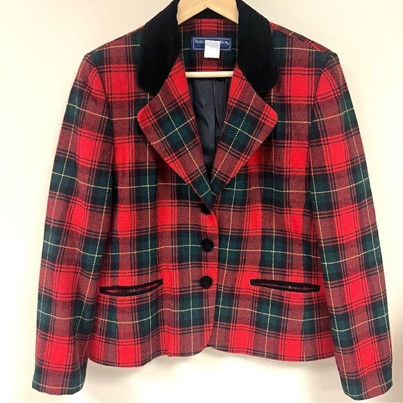 Norton McNaughton red plaid holiday blazer. Sz 12 - Picture 1 of 8